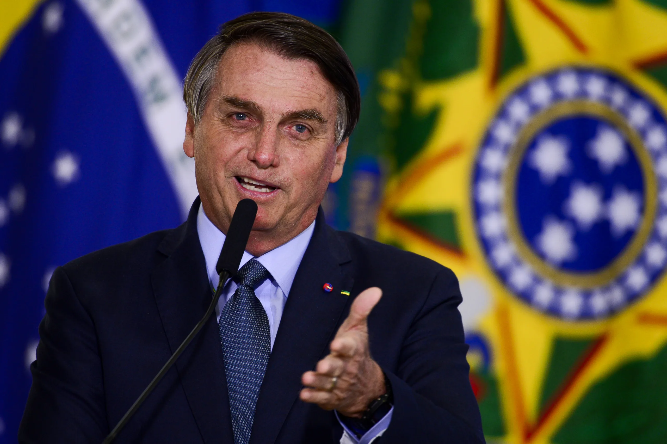 O presidente Jair Bolsonaro durante cerimônia de posse do ministro da Saúde, Eduardo Pazuello, no Palácio do Planalto.