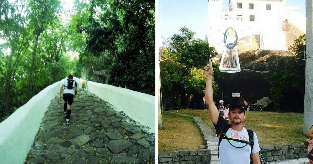 Ultramaratonista sobe ladeira do Convento por 12 horas e pede a benção para encarar os 450km da Trilha dos Carijós