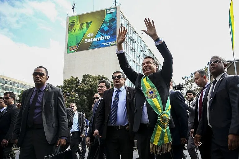 O presidente Jair Bolsonaro durante o desfile de 7 de Setembro, em Brasília.