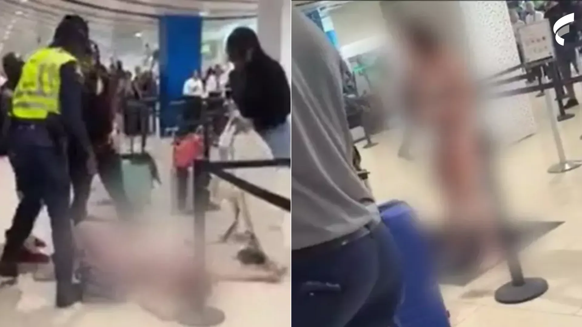 VÍDEO | Mulher surta, fica seminua e ataca pessoas em aeroporto