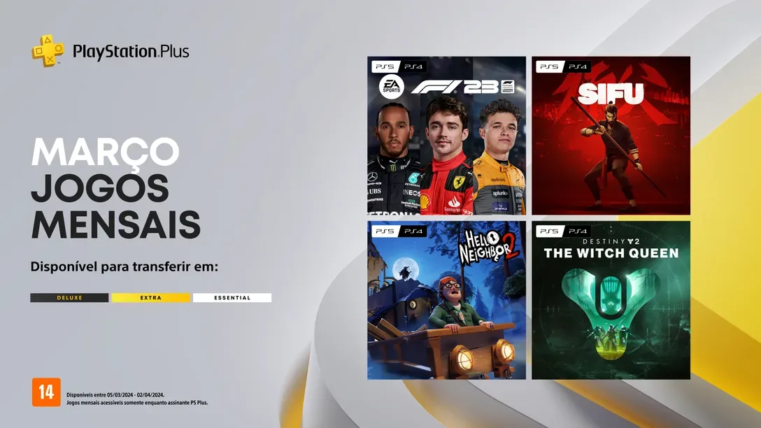 PlayStation Plus: EA Sports F1 23, SIFU e outros grandes jogos