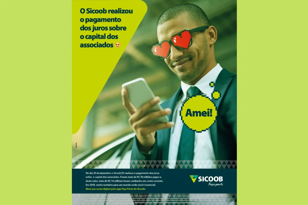 Criativa faz campanha para o Sicoob, anunciando pagamento de juros ao capital