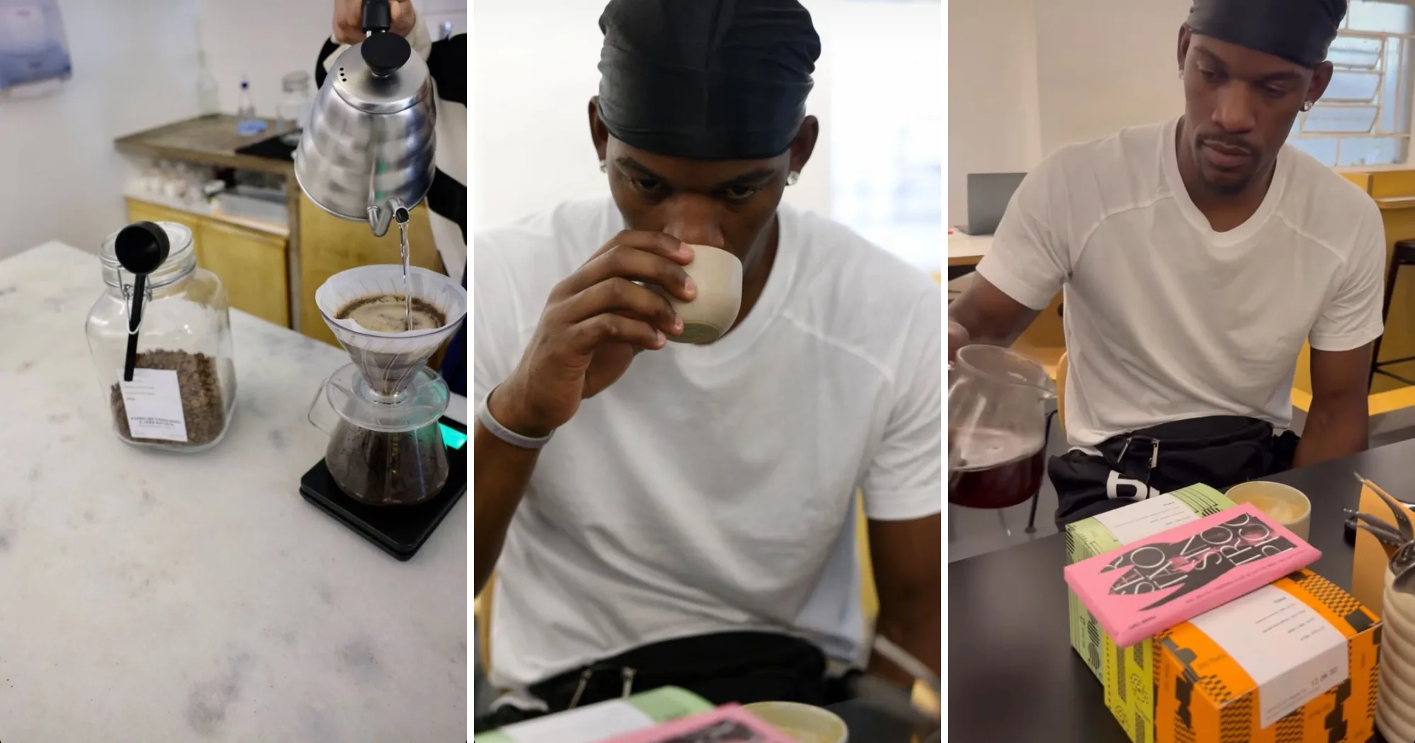 De férias no Brasil, astro da NBA Jimmy Butler prova café do ES e se encanta