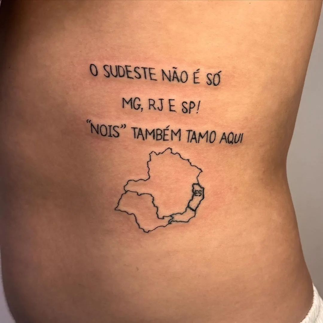 Influencer faz tatuagem para mostrar o ES e viraliza: "O Sudeste não é só MG, RJ e SP"