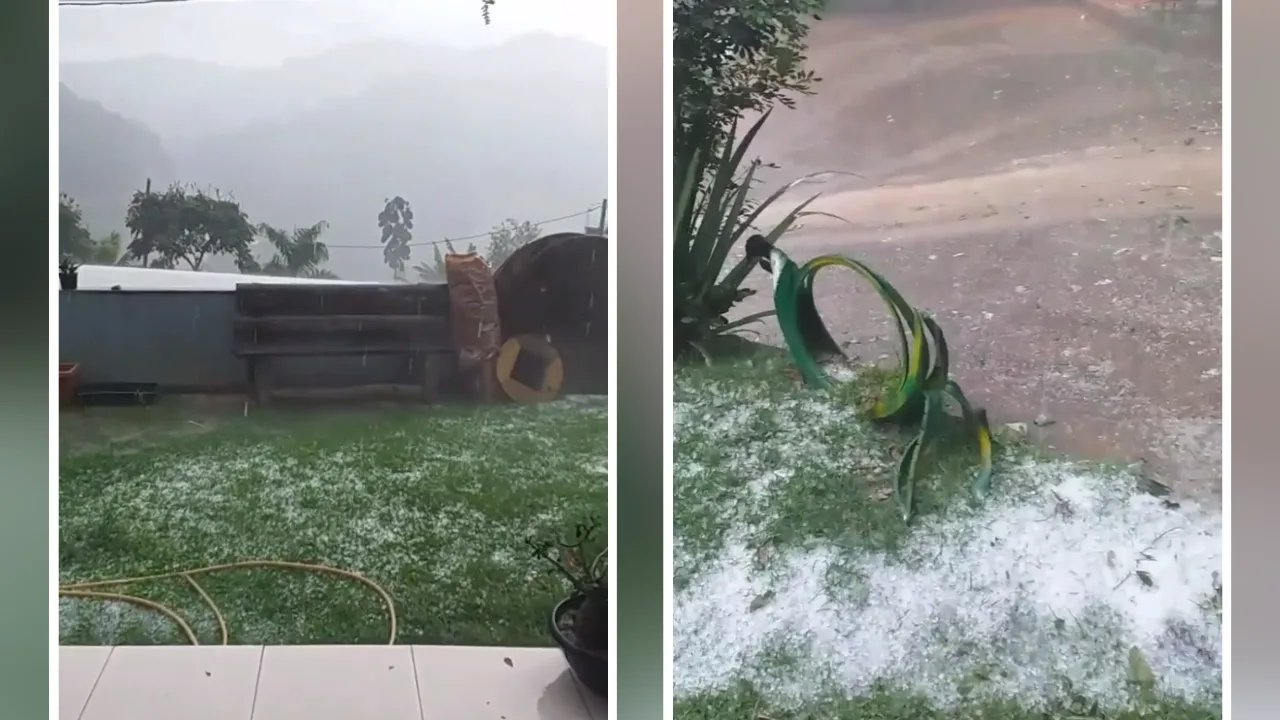 VÍDEO | Moradores registram chuva de granizo em Domingos Martins