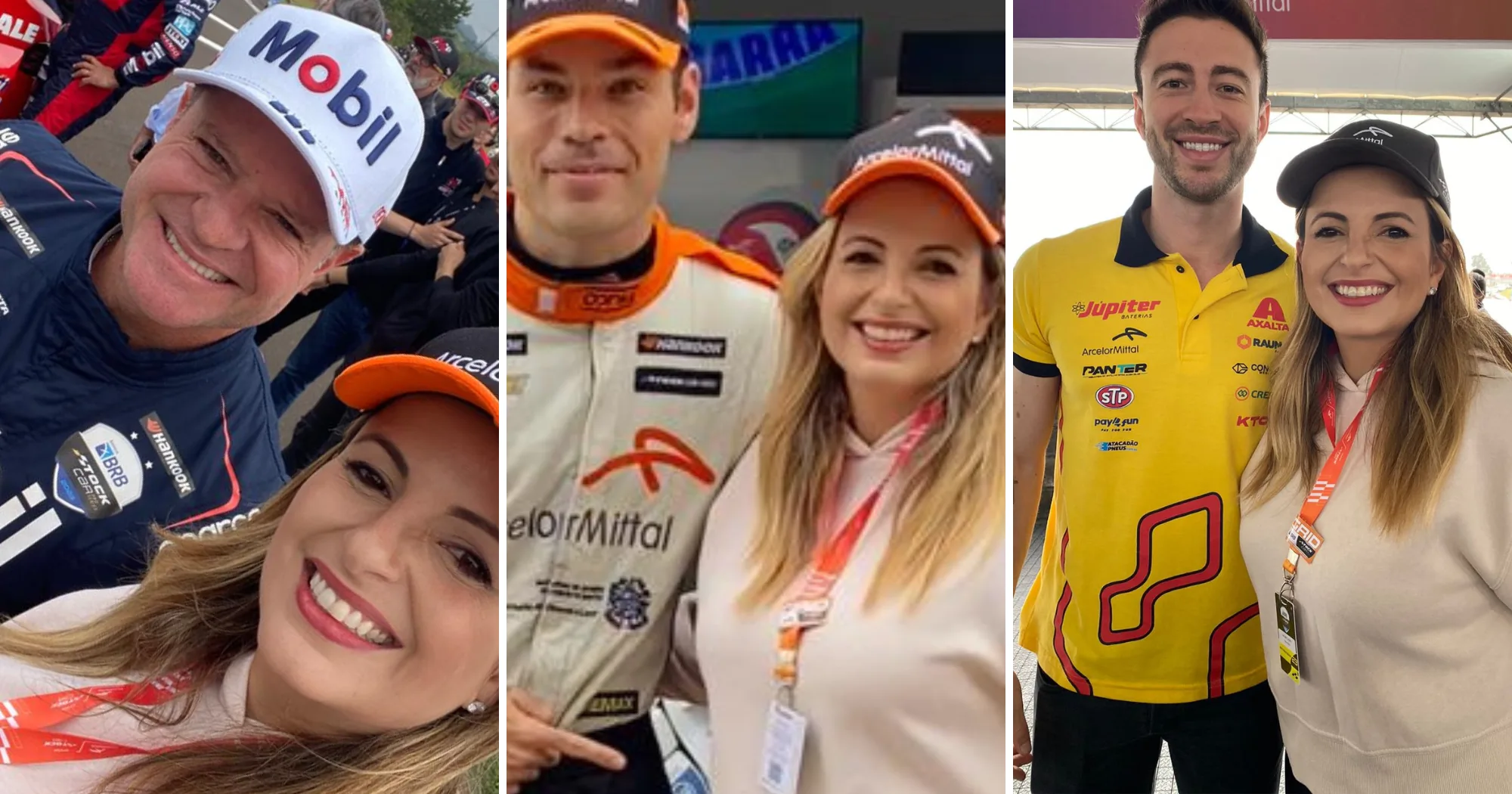 Cariello, da TV Vitória/RecordTV, posa com Barrichello, Cibien e famosos na Stock Car. Veja fotos!