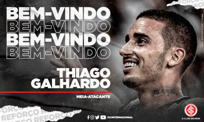 Internacional anuncia a contratação de Thiago Galhardo até o final da temporada