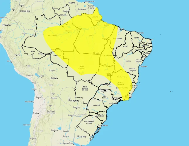 Inmet alerta para chuvas intensas no ES e em outros sete Estados do Sul, Sudeste e Centro-Oeste