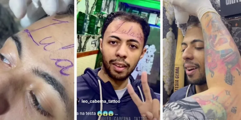 Homem viraliza após tatuar o nome do presidente Lula na testa; veja vídeo