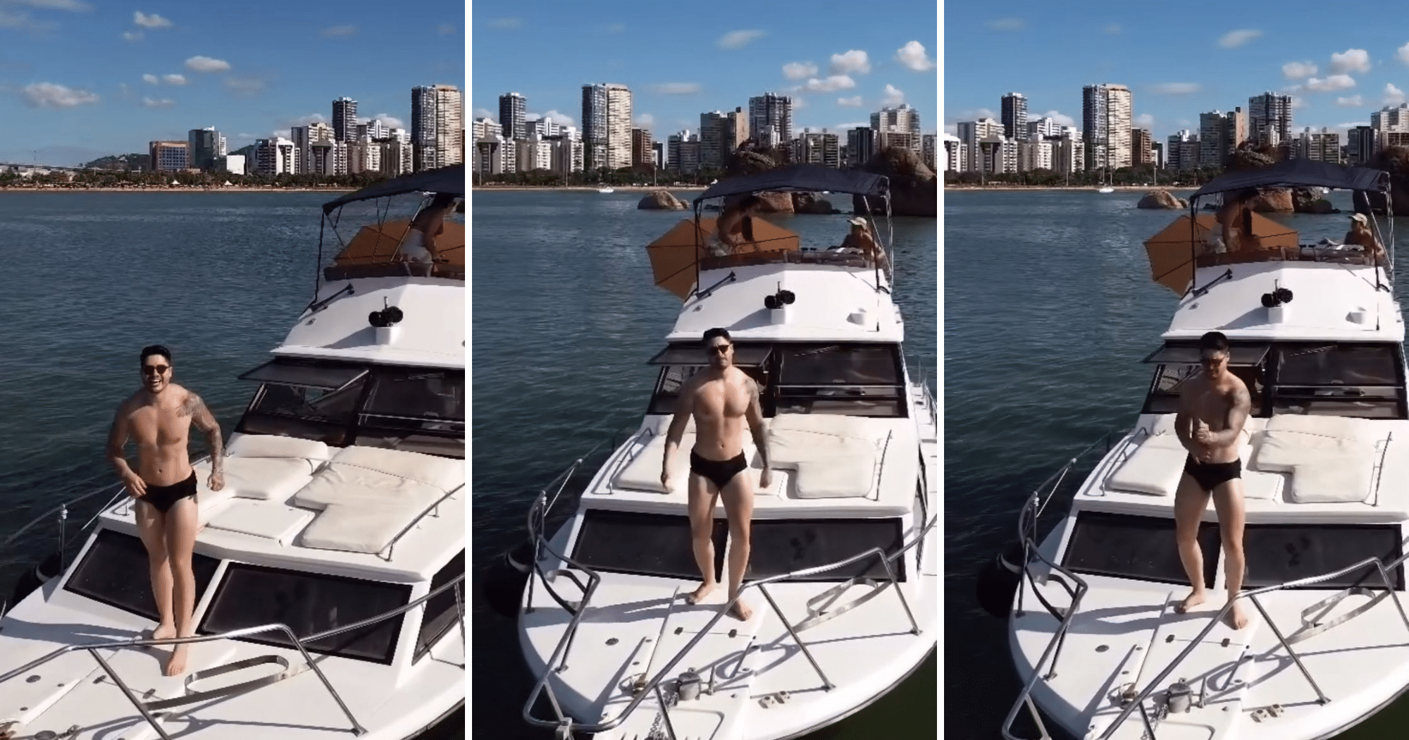 Vídeo: em Vitória, Lucas Souza dança em lancha e exibe corpão: "Gato" (Foto: Reprodução/Instagram @lucassouza_ofl)