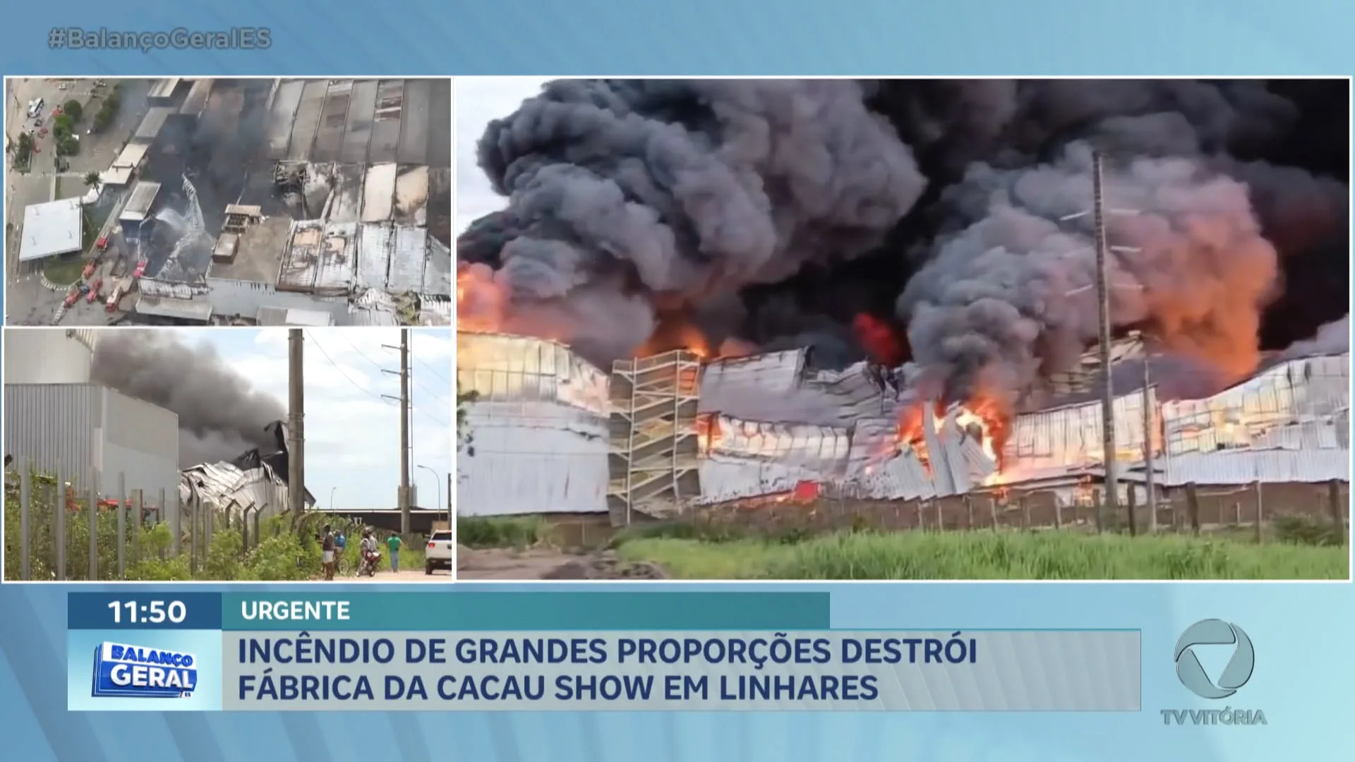 Incêndio de grandes proporções destrói fábrica da Cacau Show em Linhares