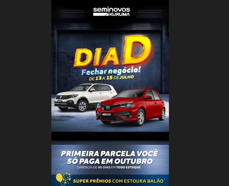 Dia D Fechar Negócio: 1ª parcela nos seminovos só em outubro Dia D Fechar Negócio: 1ª parcela nos seminovos só em outubro