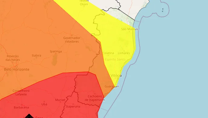 Grande perigo: ES tem 3 alertas de chuva forte vigentes para o fim de semana