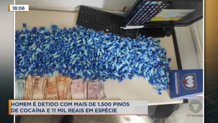 Suspeito de tráfico é preso com mais de 1.500 pinos de cocaína