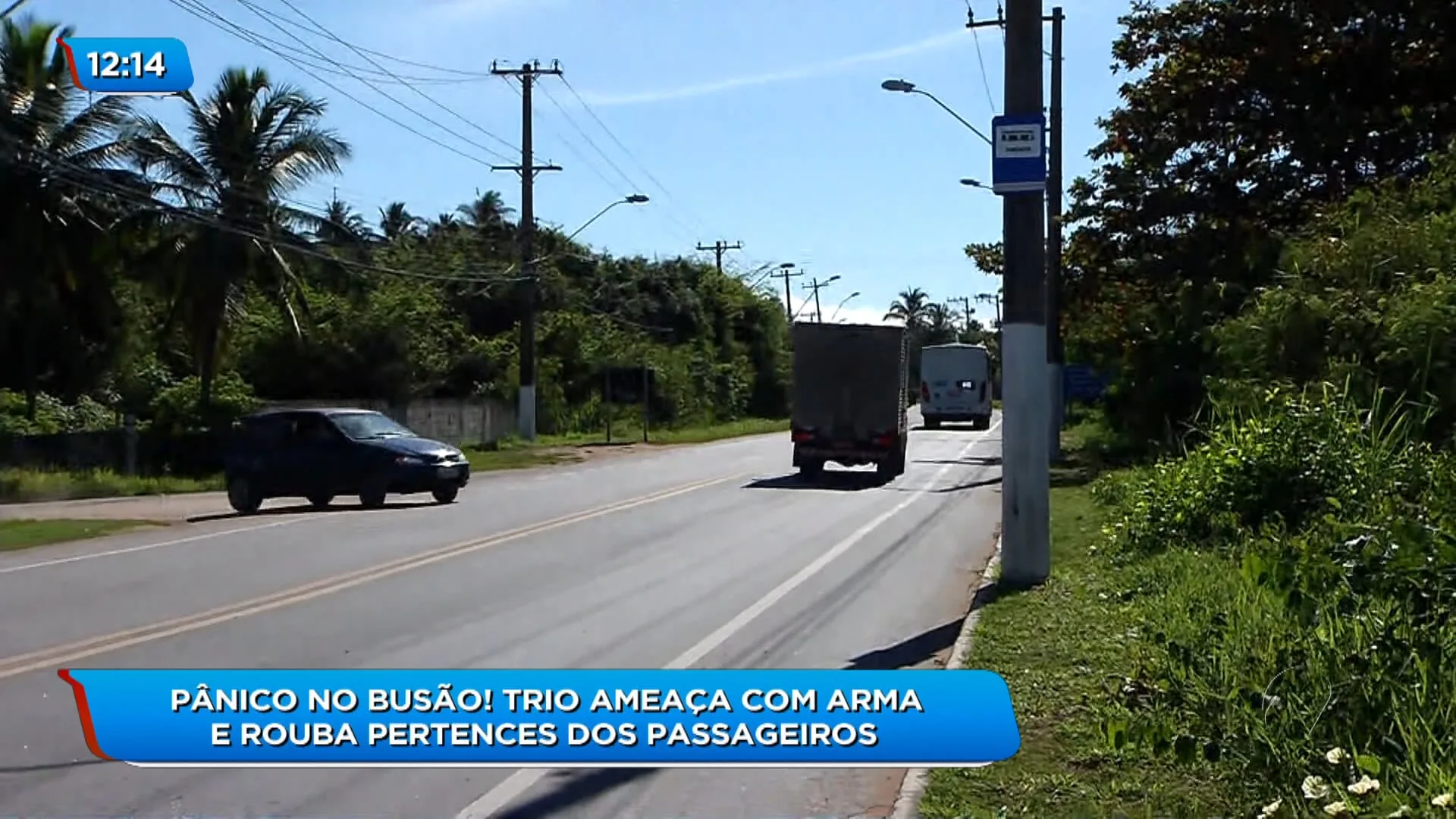 Trio assalta ônibus na Serra