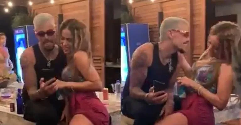 Lipe Ribeiro tenta roubar beijo de Anitta durante reality show