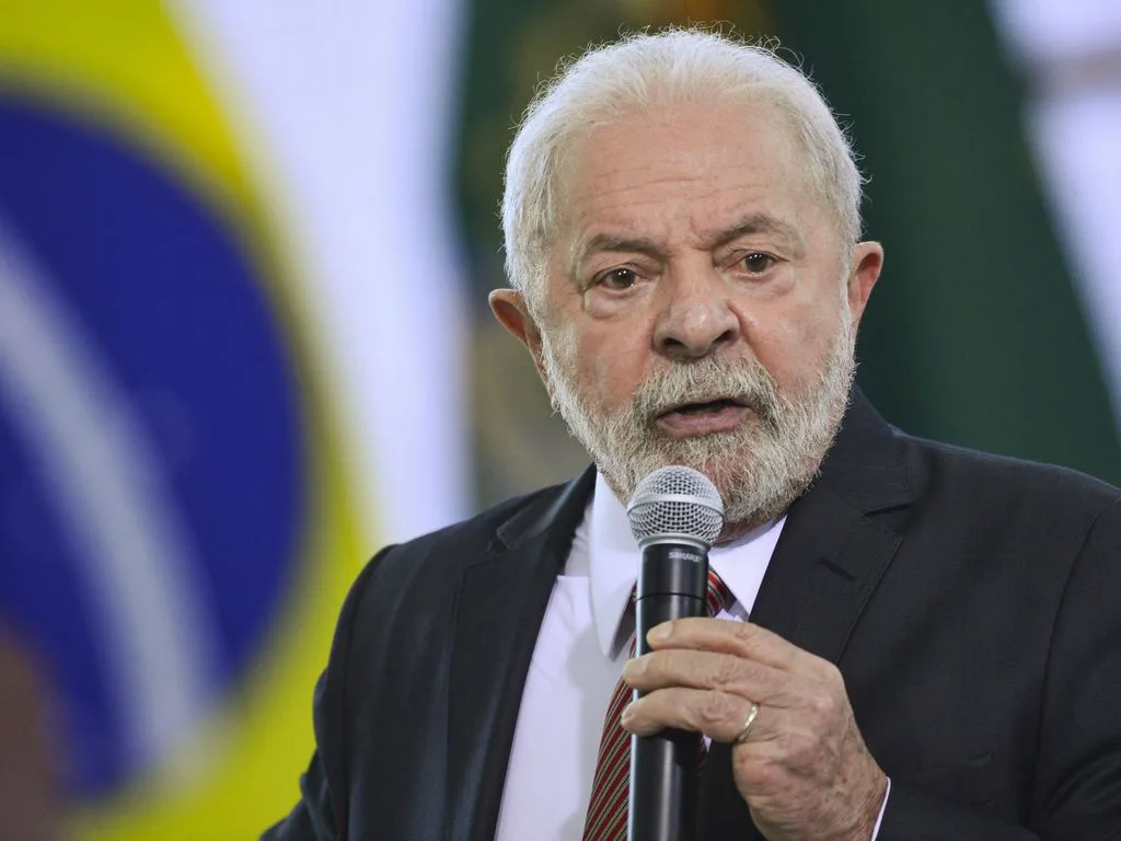 O presidente, Luiz Inácio Lula da Silva, durante encontro com dirigentes de centrais sindicais, no Palácio do Planalto.