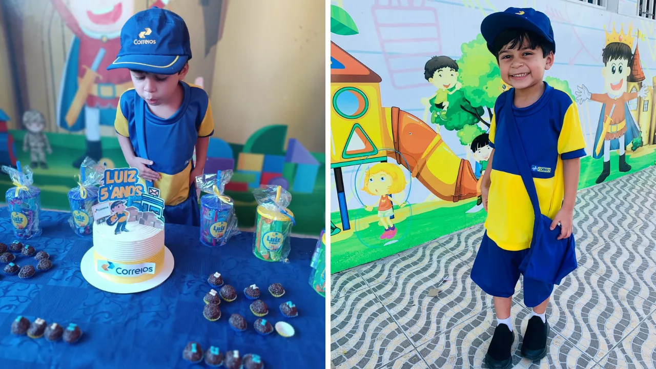 Menino de 5 anos ganha festa de aniversário com tema dos Correios