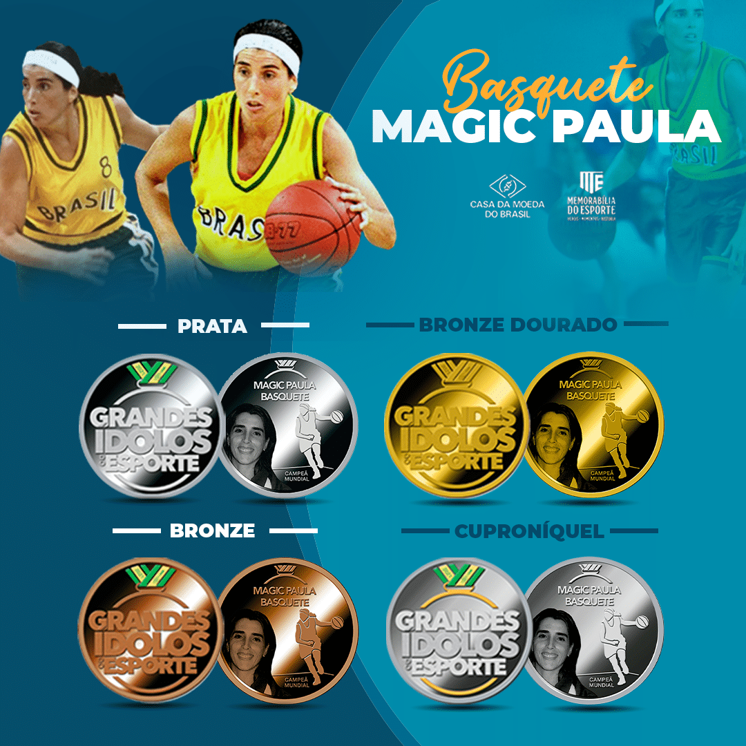 'Magic' Paula completa 60 anos e é homenageada em séries limitadas de medalhas da coleção ‘Grandes Ídolos do Esporte’