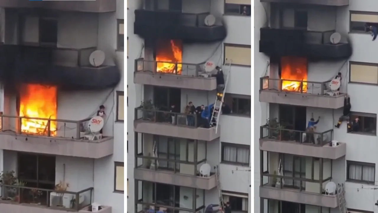 VÍDEO | Criança de 6 anos é resgatada por vizinhos de apartamento em chamas no RS