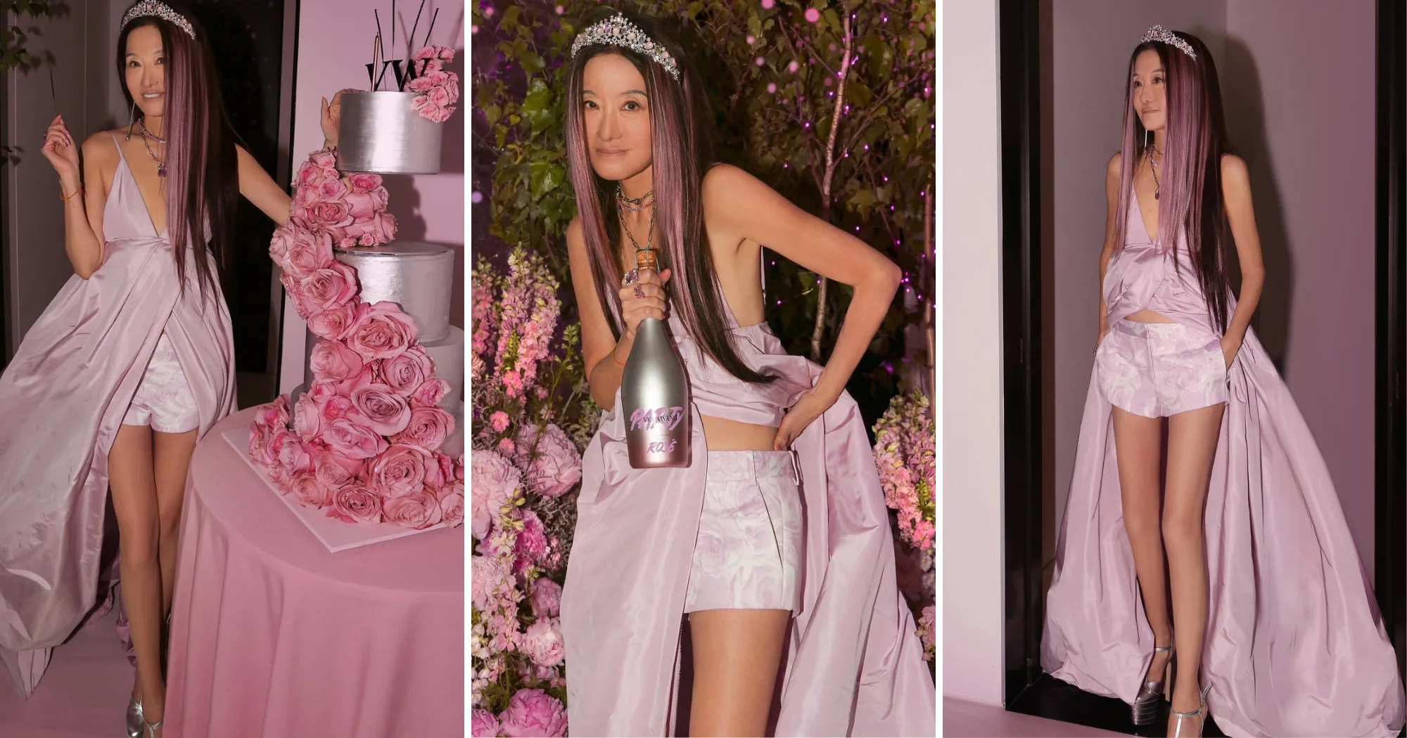 Vera Wang exibe corpão em vestido com fenda aos 73 anos de idade e choca: "Rainha"