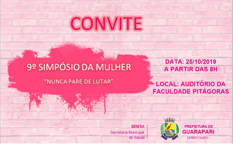 Campanha Outubro Rosa apresenta 9º Simpósio da Mulher em Guarapari