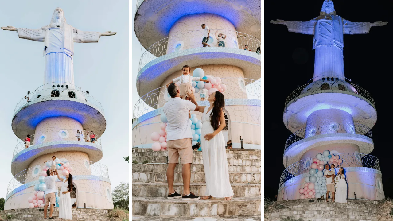 Casal usa Cristo Redentor no Sul do Estado para chá revelação; veja vídeo