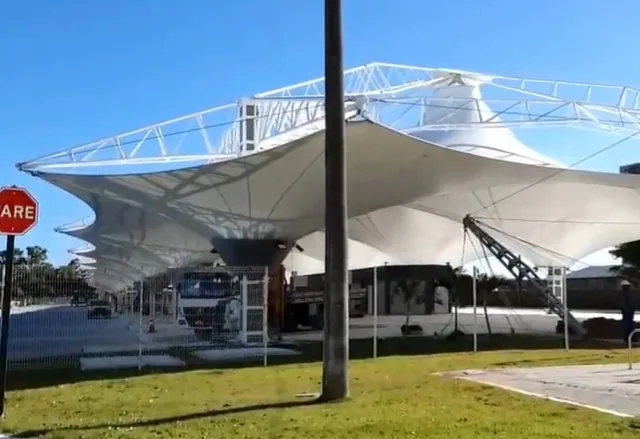 Veja como fica o funcionamento do Terminal de Itaparica após teto rasgar com chuva forte