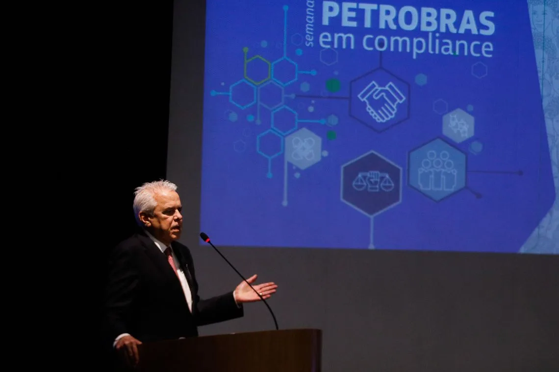 O presidente da Petrobras, Roberto Castello Branco, durante abertura da 6ª edição Petrobras em Compliance, no edifício sede da empresa, no centro do Rio de Janeiro.