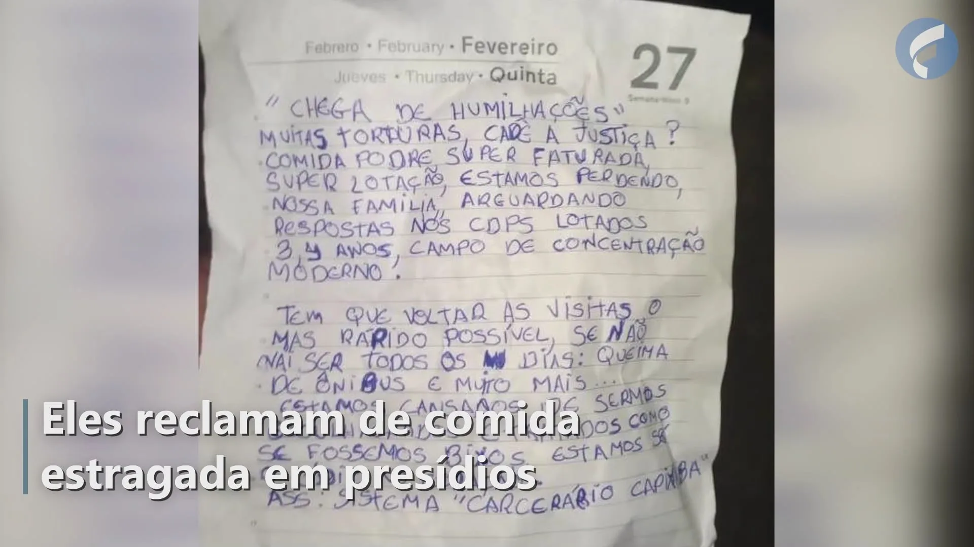 Em bilhete deixado em ônibus incendiado, criminosos reclamam de comida estragada em presídio