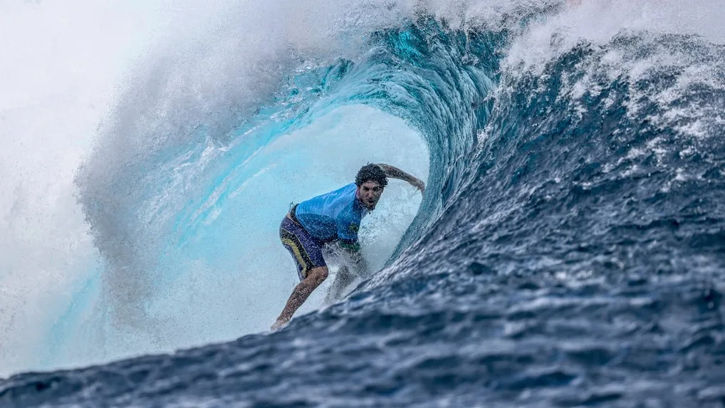 2024.08.05 – Jogos Olímpicos Paris 2024 – Tahiti – Surf Masculino – Na foto, o surfista brasileiro Gabriel Medina na bateria de disputa da medalha de bronze. Foto: William Lucas/COB.