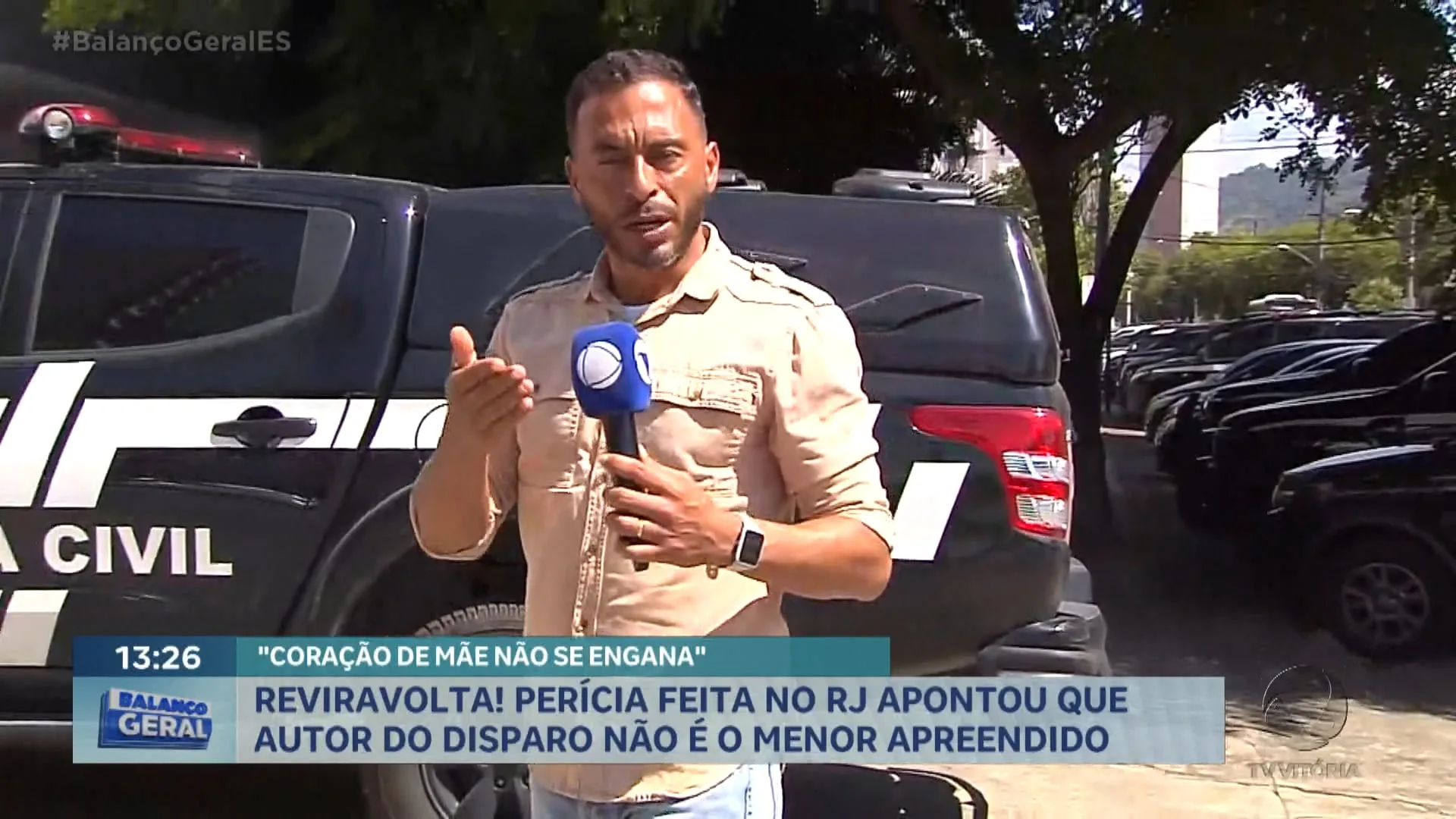 Perícia feita no RJ apontou que autor do disparo não é o menor apreendido.