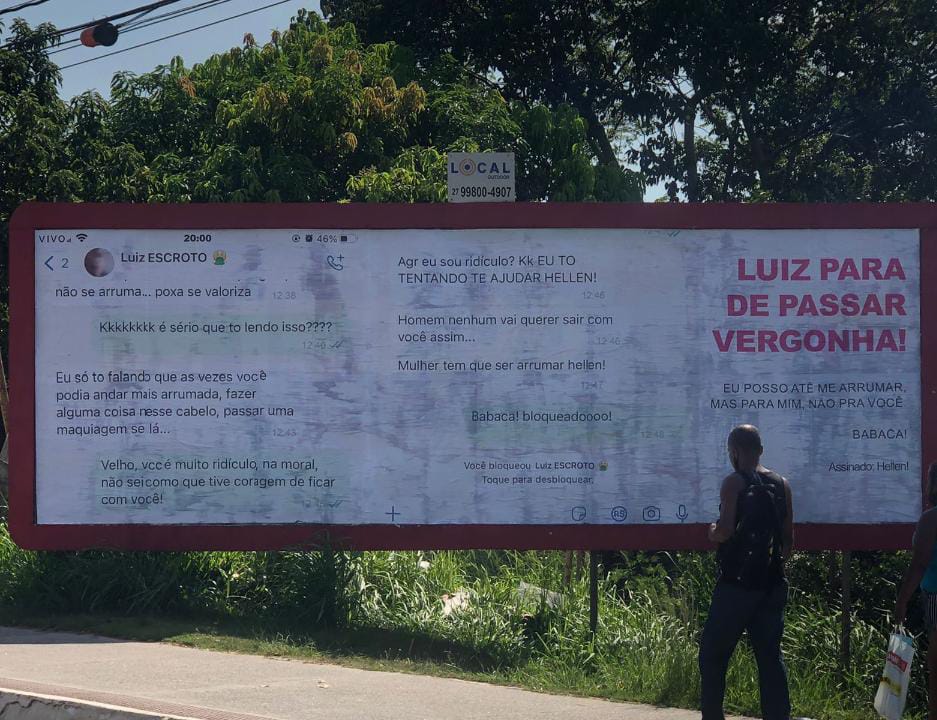 "Treta no zap" com frases machistas em outdoor chama atenção em Guarapari