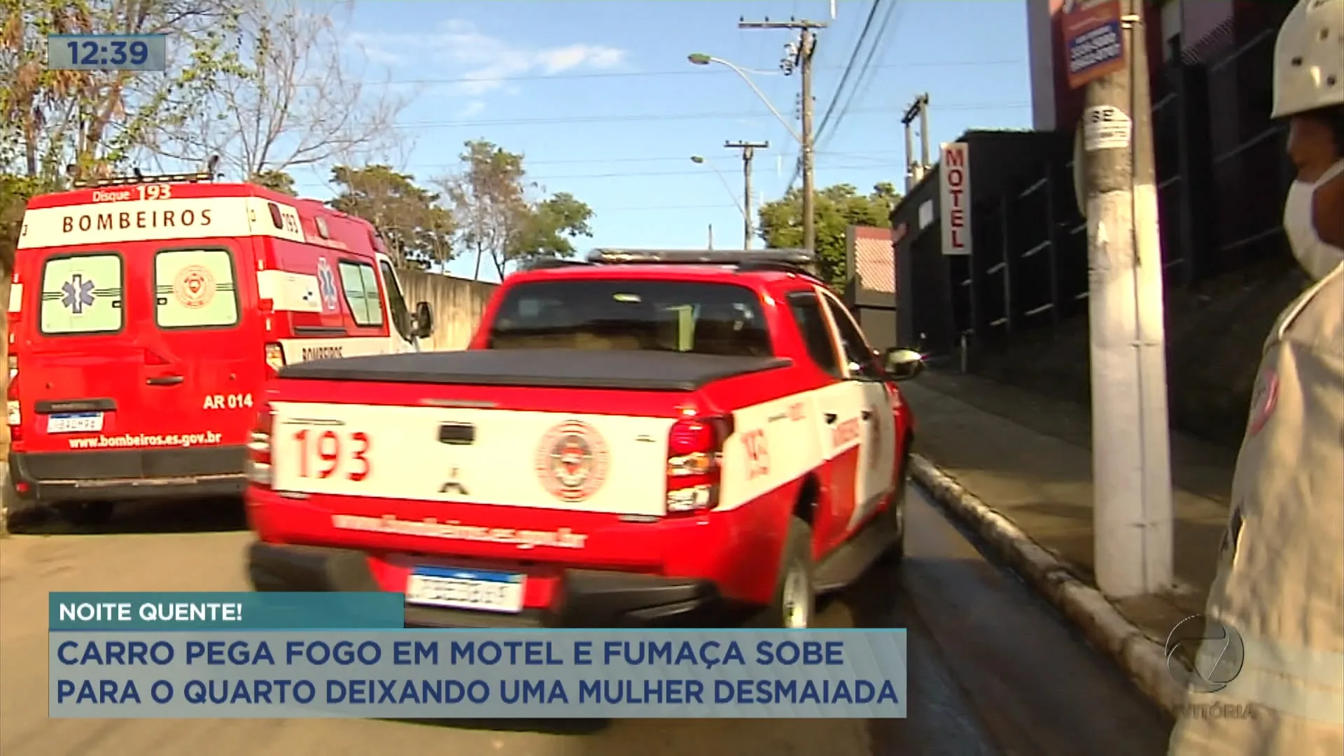 Carro pega fogo em estacionamento de motel e fumaça vai pro quarto