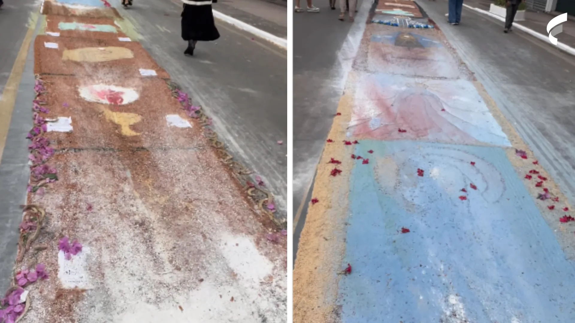 Ônibus fura bloqueio em Cariacica e destrói tapetes de Corpus Christi