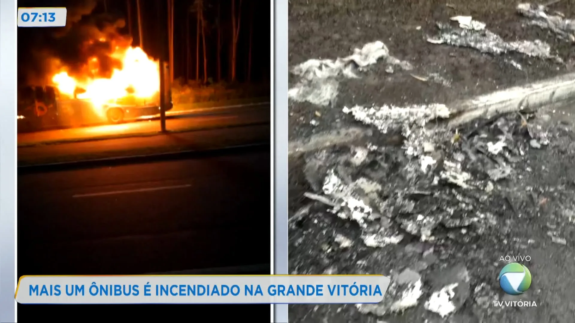 Mais um ônibus é incendiado na Grande Vitória