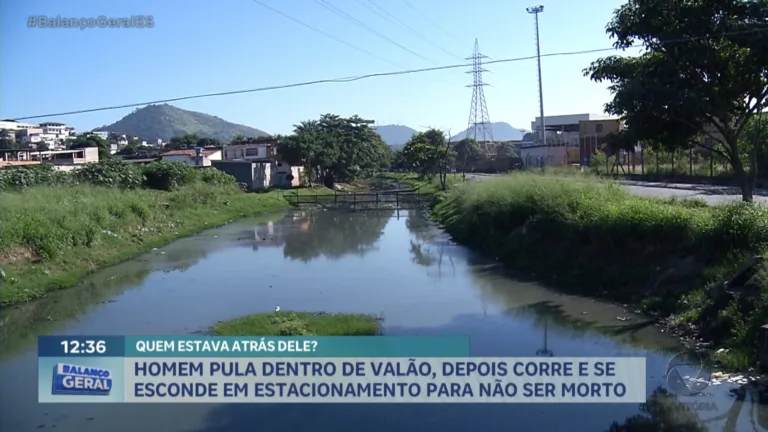 Que isso? Homem pula em valão para não ser morto