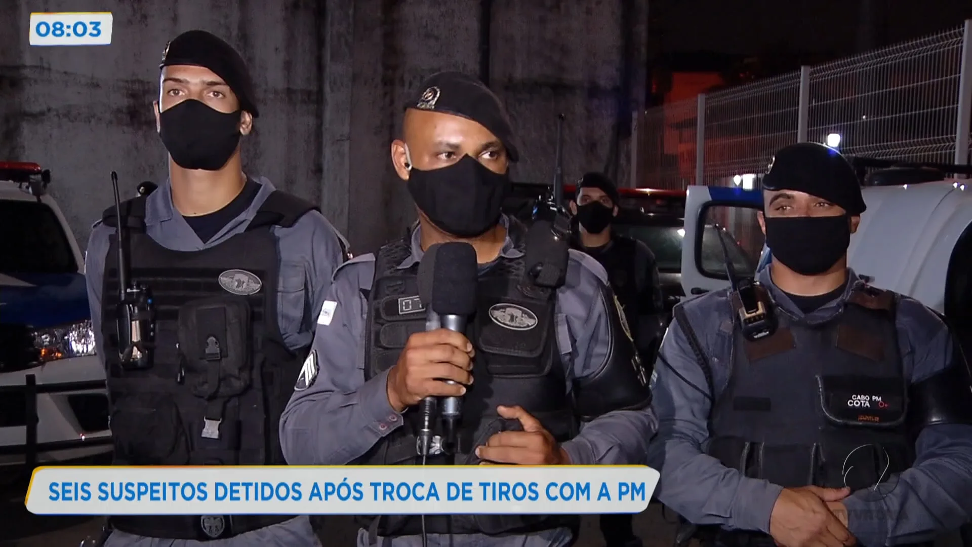 Seis suspeitos detidos após troca de tiros com a PM