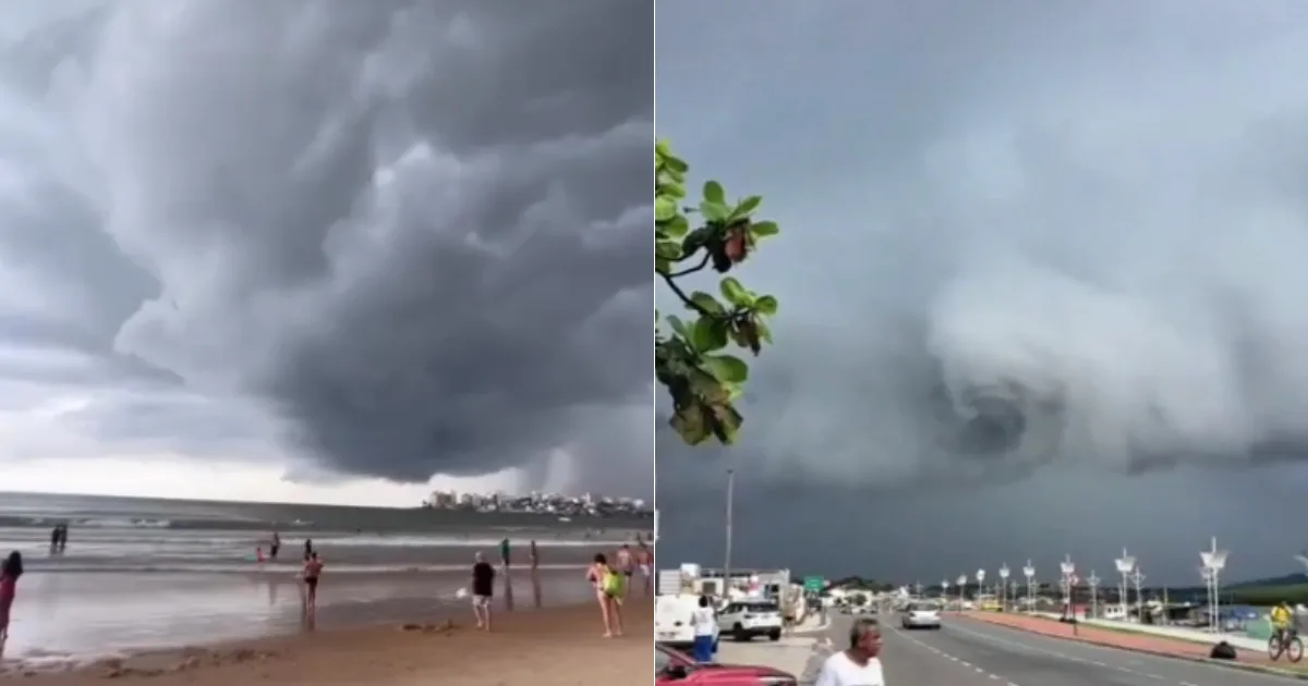 VÍDEO | Formação de mesociclone assusta no céu de Guarapari; entenda fenômeno