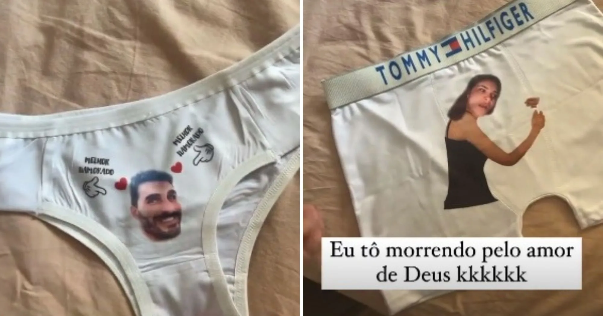 No ES, ex-BBB Gizelly ganha cueca e calcinha com seu rosto e do namorado