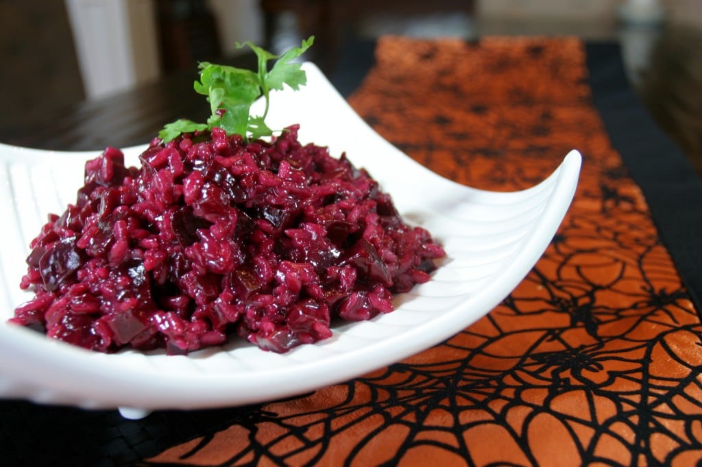 Risoto Outubro Rosa: com frango, beterraba e gorgonzola