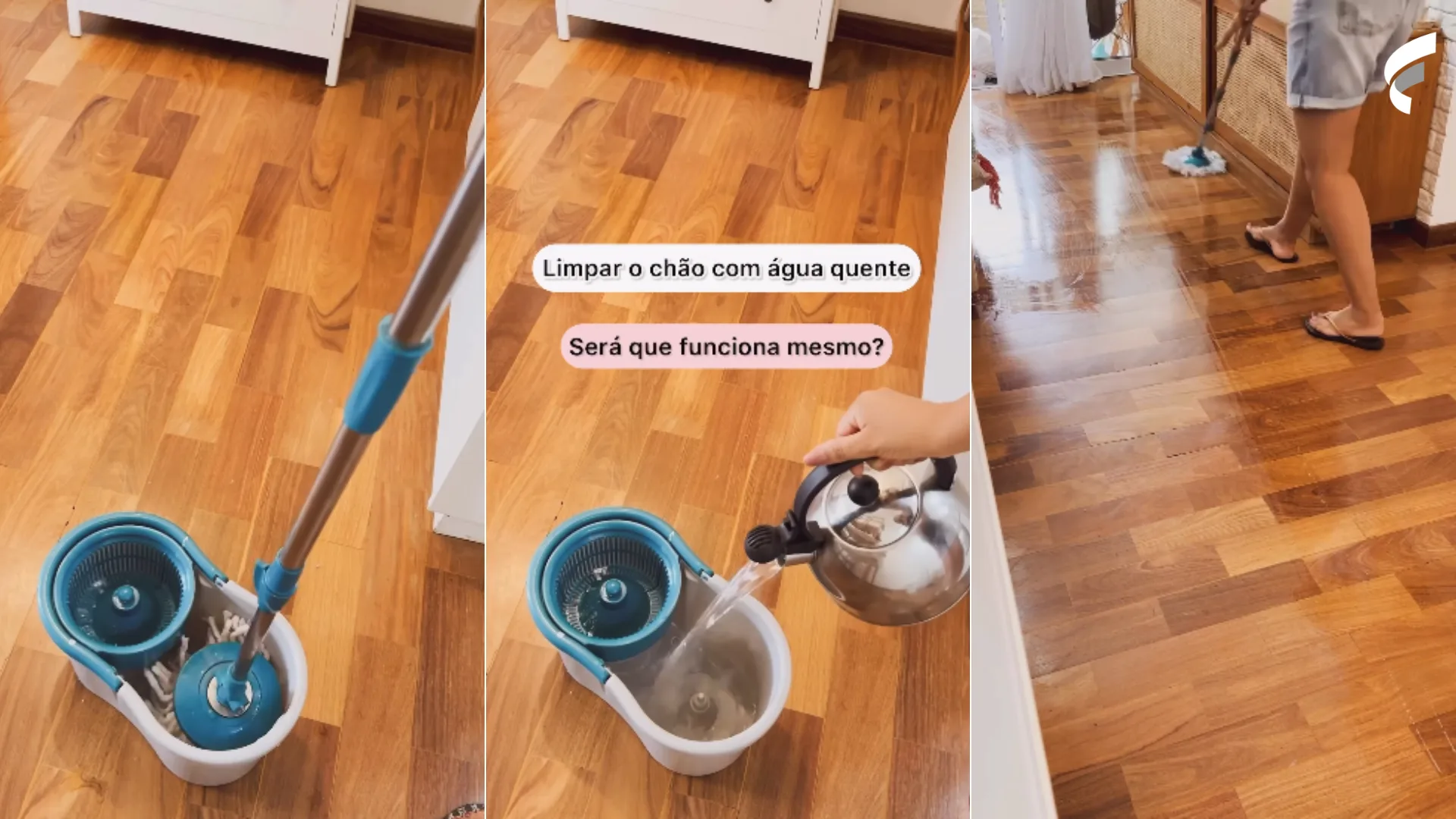 Mistura de água quente para limpar o chão viraliza; veja como fazer e vídeo