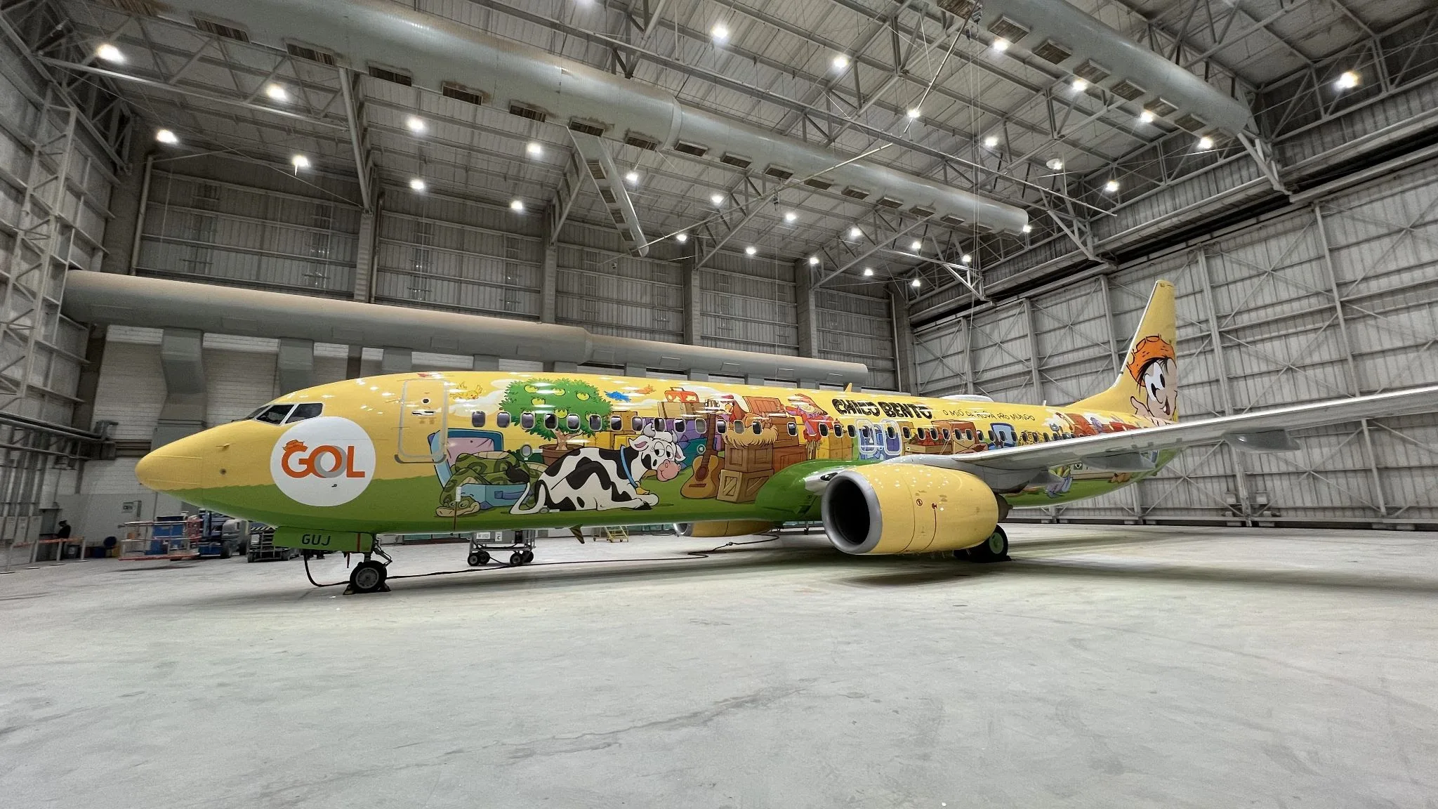 Avião do Chico Bento faz pouso no Aeroporto de Vitória