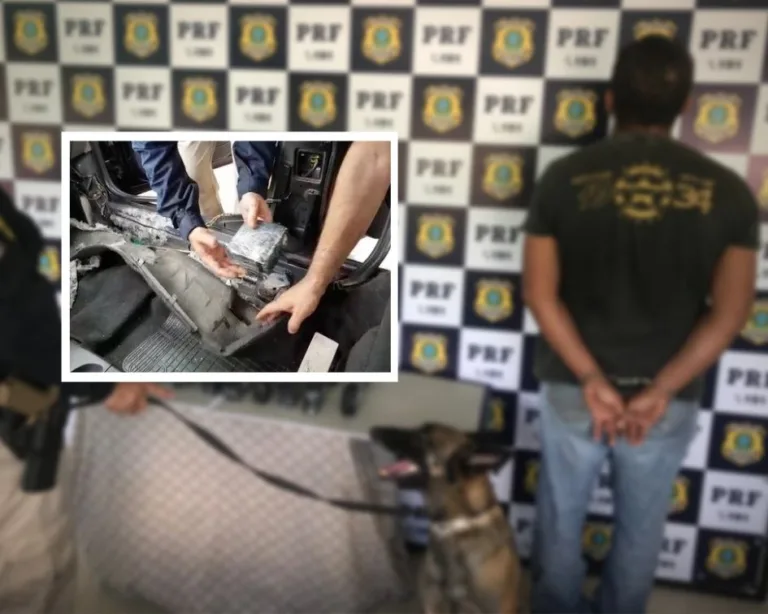 Motorista é parado em blitz e PRF encontra 10kg de pasta base de cocaína escondida em carro