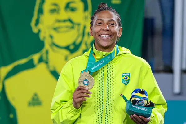 28.10.2023 – Jogos Pan-americanos Santiago 2023 – Judô – Pódio – Rafaela Silva ganhou a medalha de ouro na categora -57Kg – Foto: Wander Roberto/COB @wander_imagem