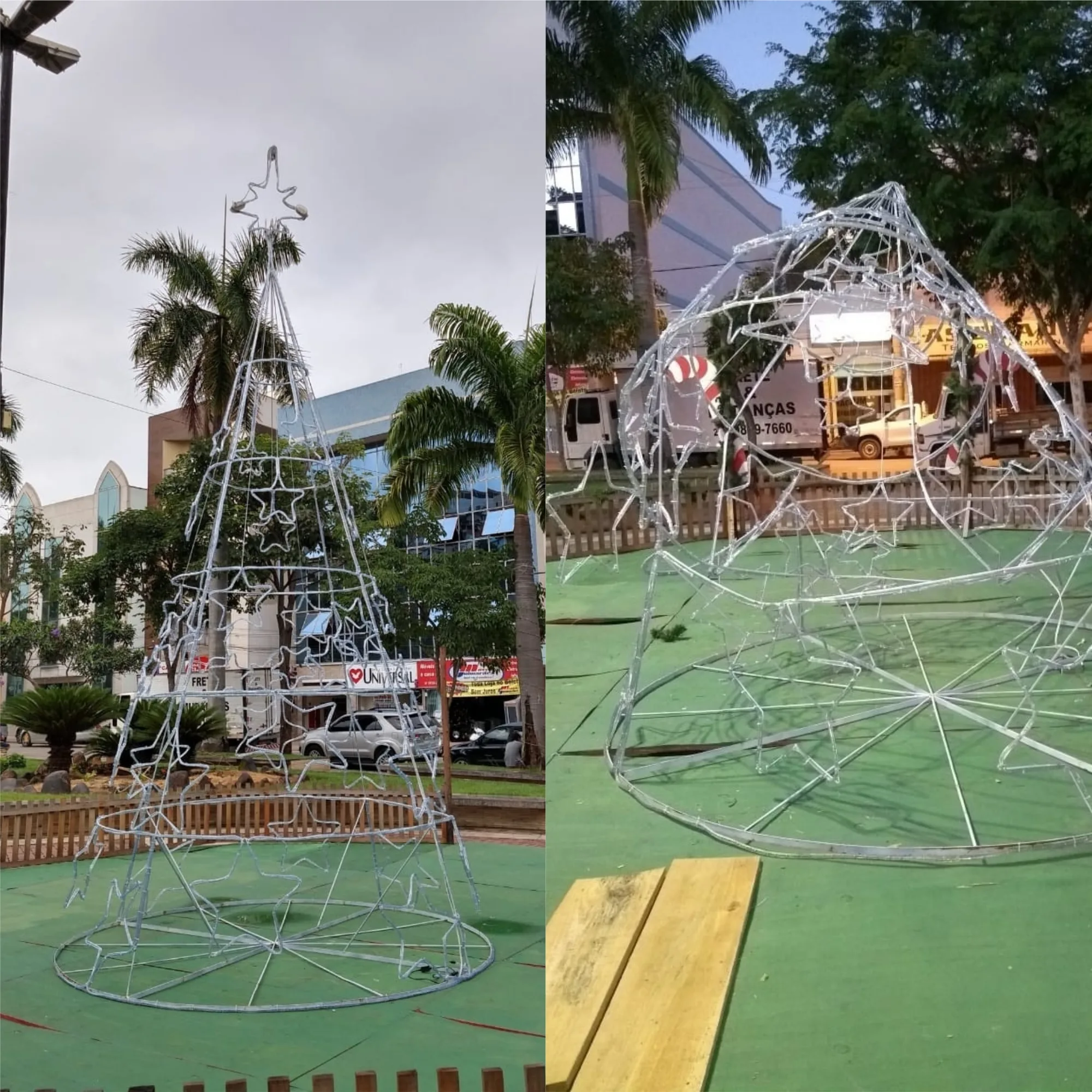 Pais de vândalo pagam conserto de árvore de Natal em Afonso Cláudio