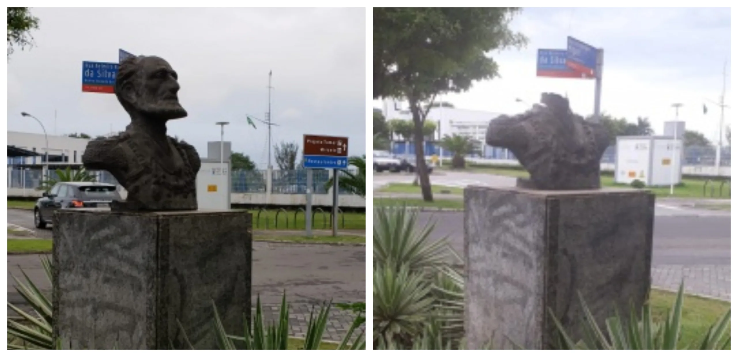 Estátua do Almirante Tamandaré é alvo de vandalismo em Vitória