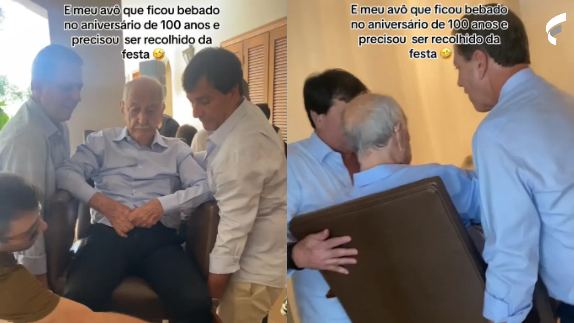 Vídeo: idoso fica bêbado e é "recolhido" da própria festa de 100 anos