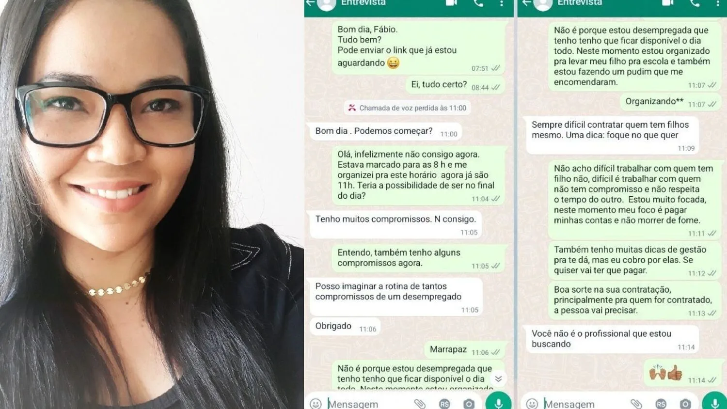 Mulher do ES viraliza prints de entrevista de emprego: "Humilhada". Entenda direitos