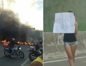 Moradores fecham a Rodovia do Contorno e queimam pneus durante protesto